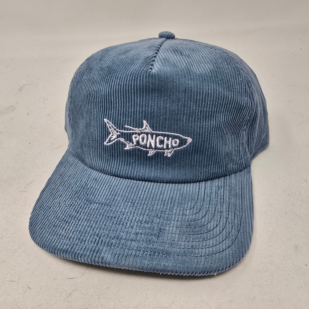 Poncho Tarpon Corduroy Hat Mens OSFM Blue‎ Embroidered Adjustable Strapback Cap